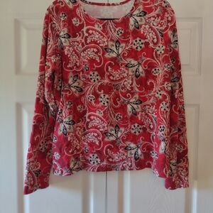 Kim Rogers Red Paisley Long Sleeve Sweatshirt